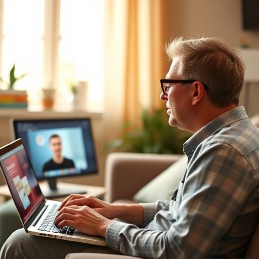 Persona tomando un curso de oratoria online desde su casa